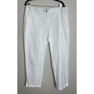 Chicos Zenergy Womens‎ 2.5 US Large White Pants Leg Zipper Preppy Nautical Beach